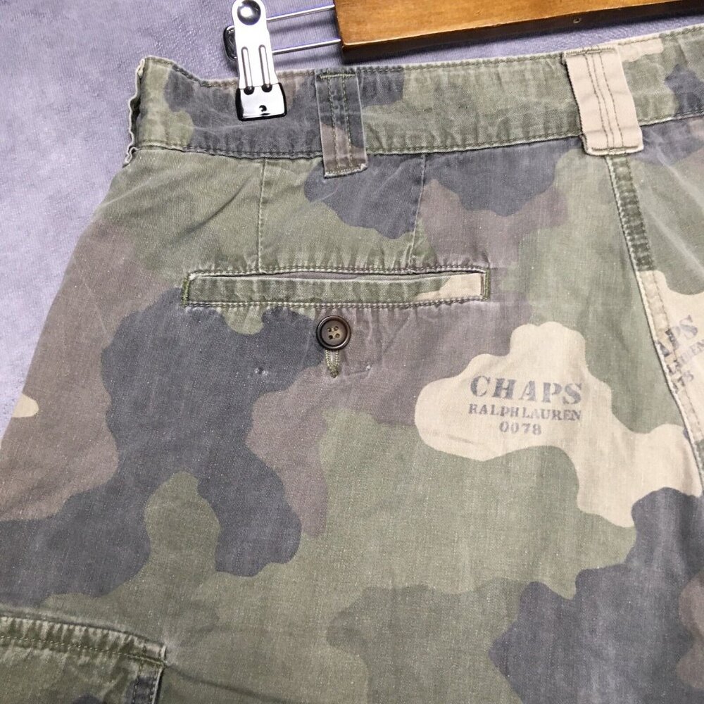 Chaps RL Mens Camo Cargo Shorts size 34 Lightweight Cotton Fatigues Jungle Green - Picture 9 of 12